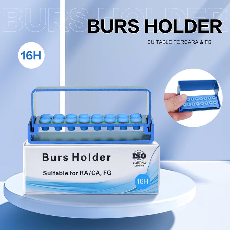 EustomA Burs Holder Block Case for 16 Holes High Temperature Sterilizable Autoclavable Burs Holder Box 3pcs/Set (Blue) - Image 3